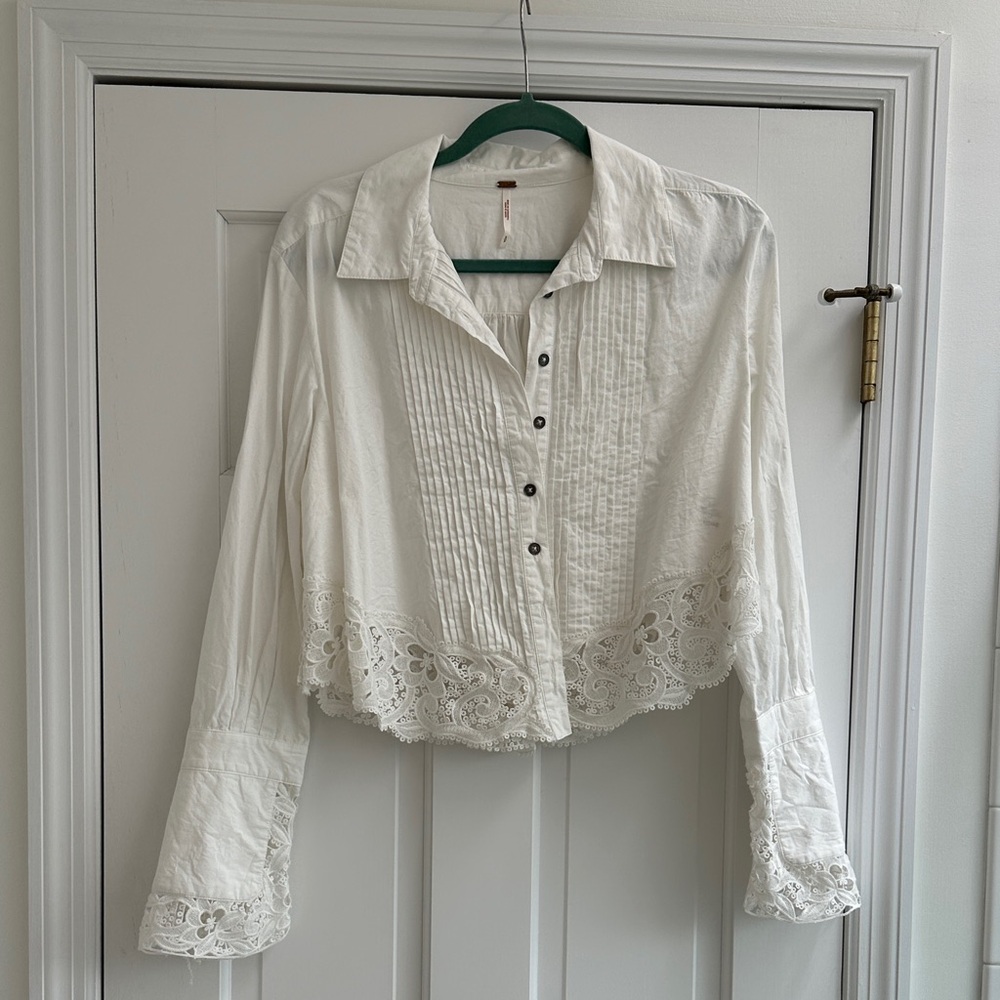Free people Lace Button-Up Blouse